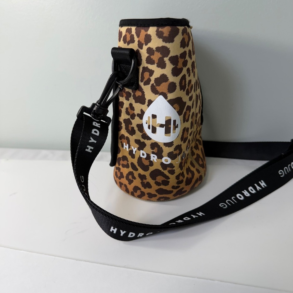 HydroJug Leopard Print Neoprene Water Bottle Sleeve Carrier with Strap Brown